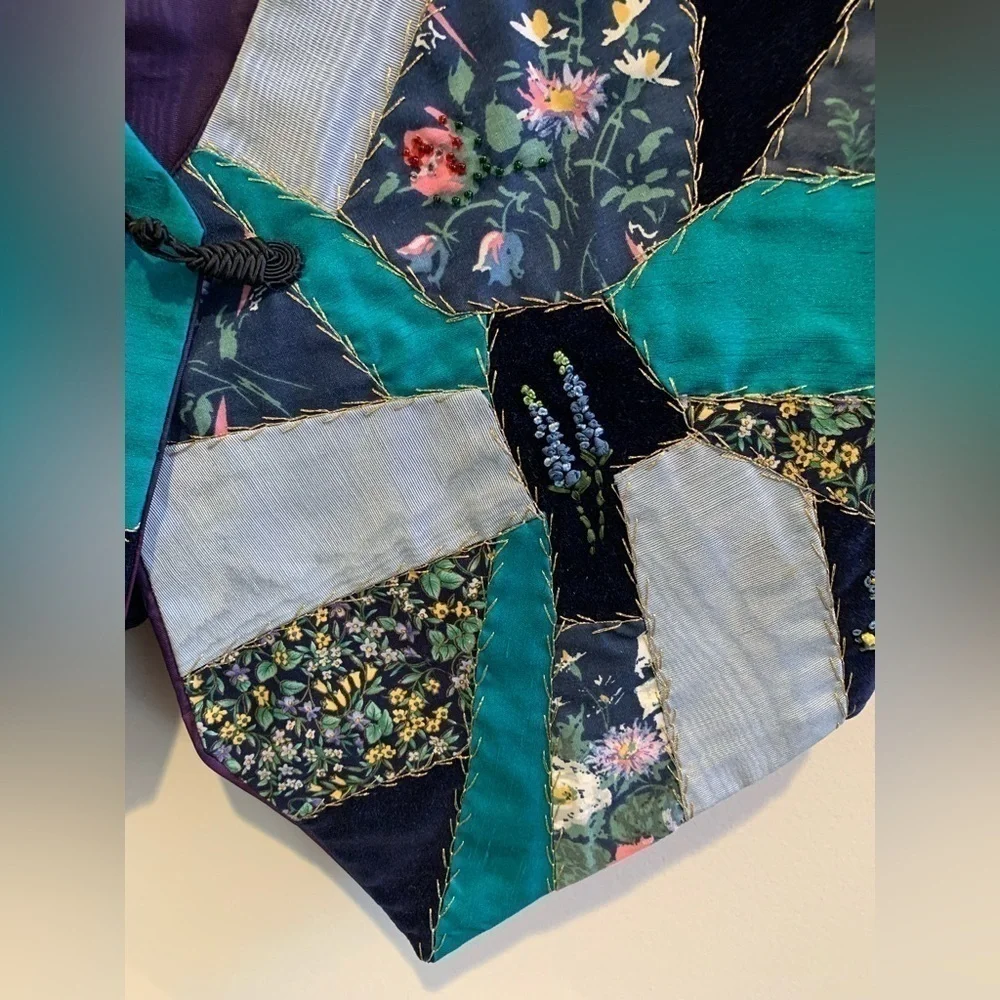 Unique MARDI GRAS Silk Tie Artsy Vest VTG Wearable Art One of a Kind Festival - Picture 6 of 6